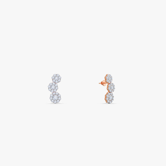 Rose Gold Triple Radiance Lab Grown Diamond Earrings