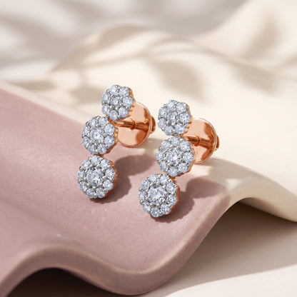 Rose Gold Triple Radiance Lab Grown Diamond Earrings