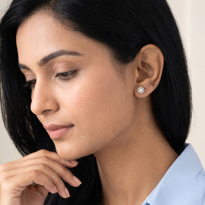 Gold Sunlit Aster Lab Grown Diamond Earrings