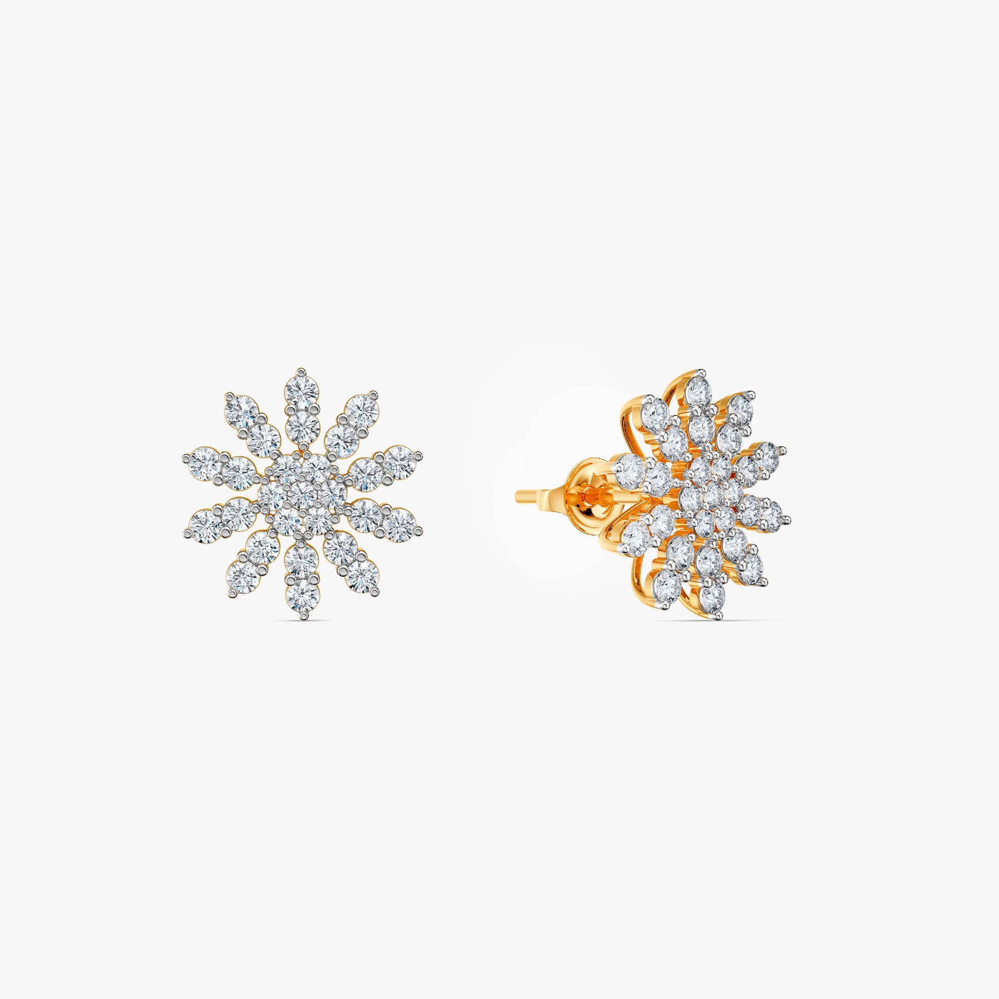 Gold Sunlit Aster Lab Grown Diamond Earrings
