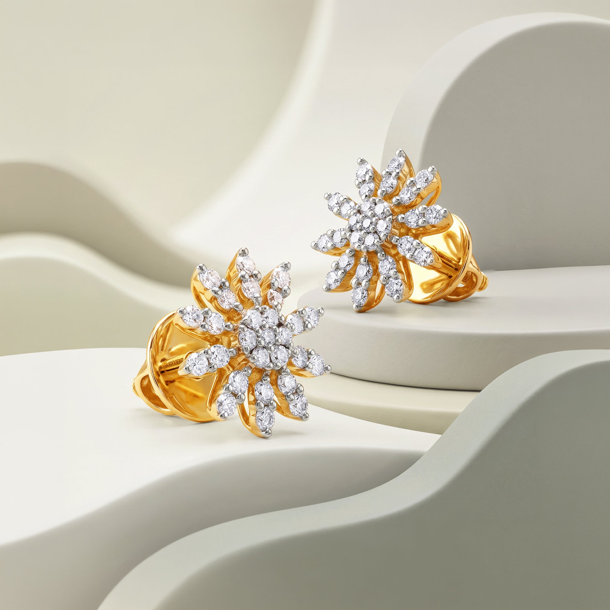 Gold Sunlit Aster Lab Grown Diamond Earrings