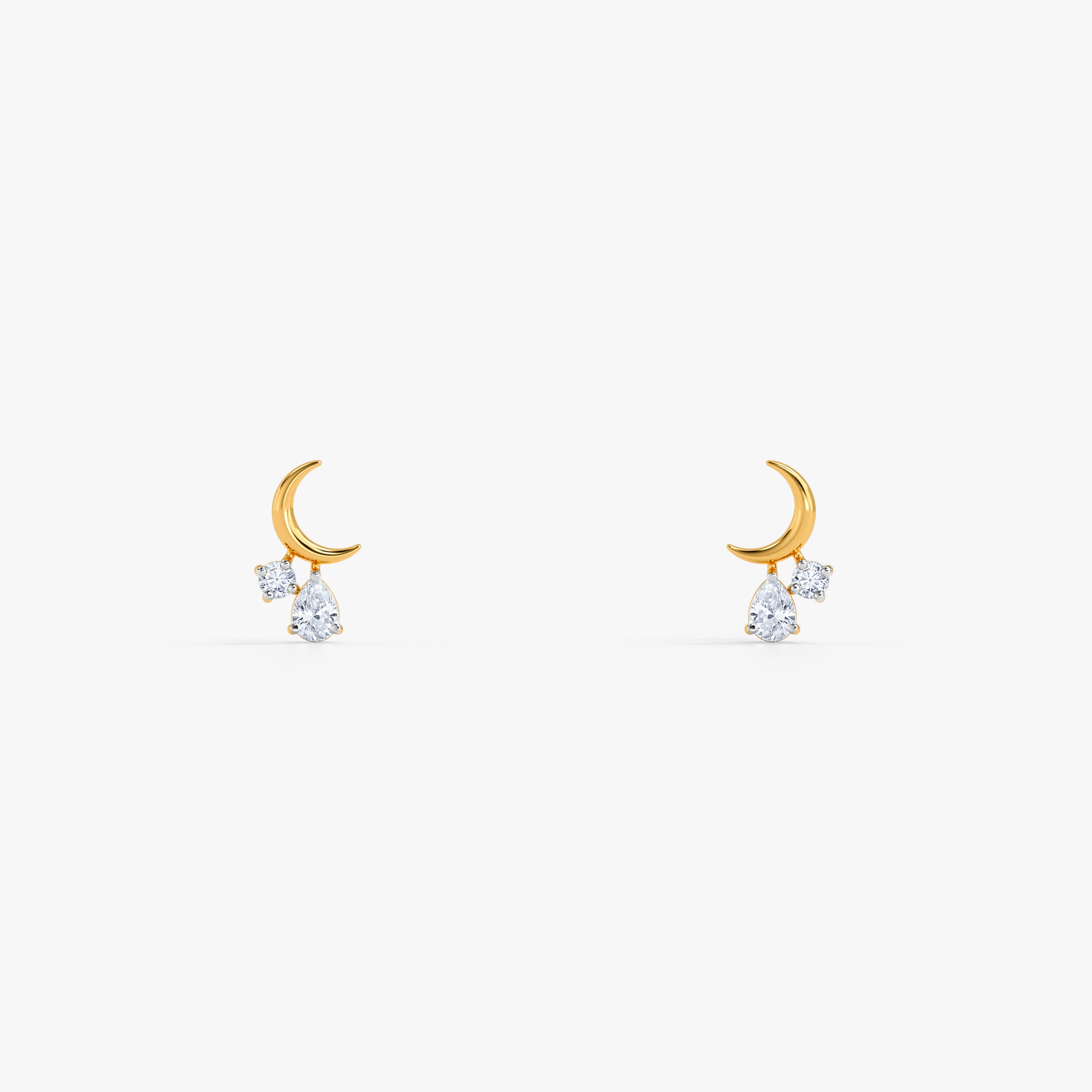 Gold Crescent Belle Lab Grown Diamond Earrings