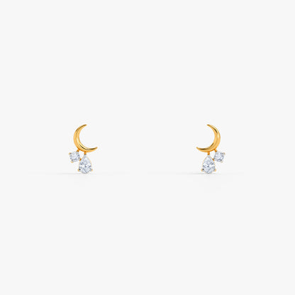 Gold Crescent Belle Lab Grown Diamond Earrings