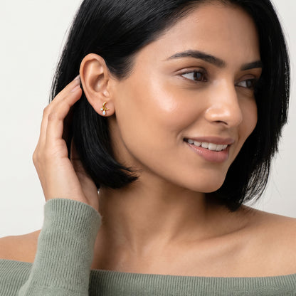 Gold Crescent Belle Lab Grown Diamond Earrings