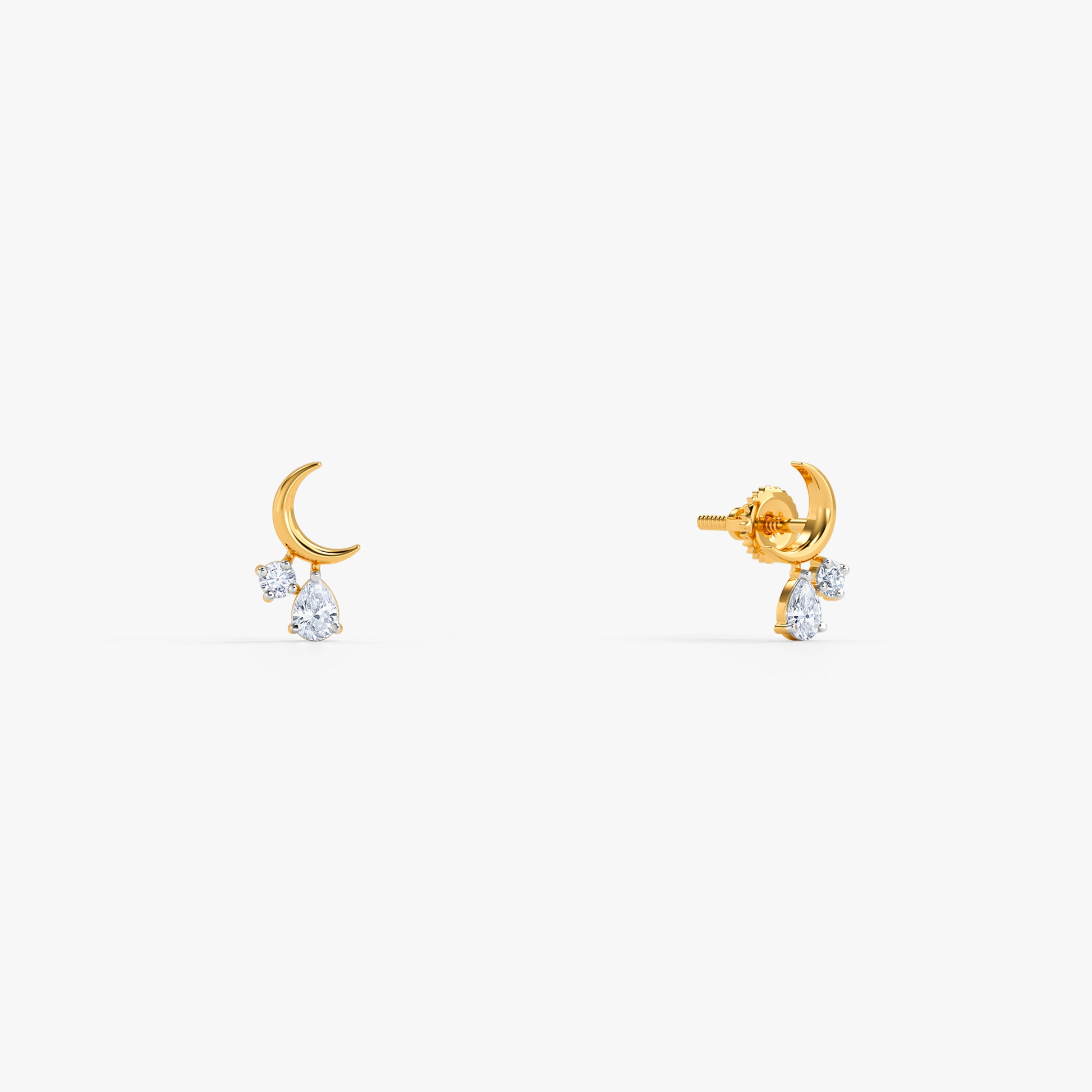 Gold Crescent Belle Lab Grown Diamond Earrings