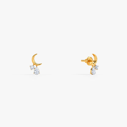 Gold Crescent Belle Lab Grown Diamond Earrings