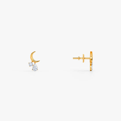Gold Crescent Belle Lab Grown Diamond Earrings