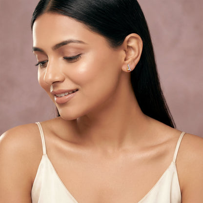 Gold Glowing Style Lab Grown Diamond Earrings