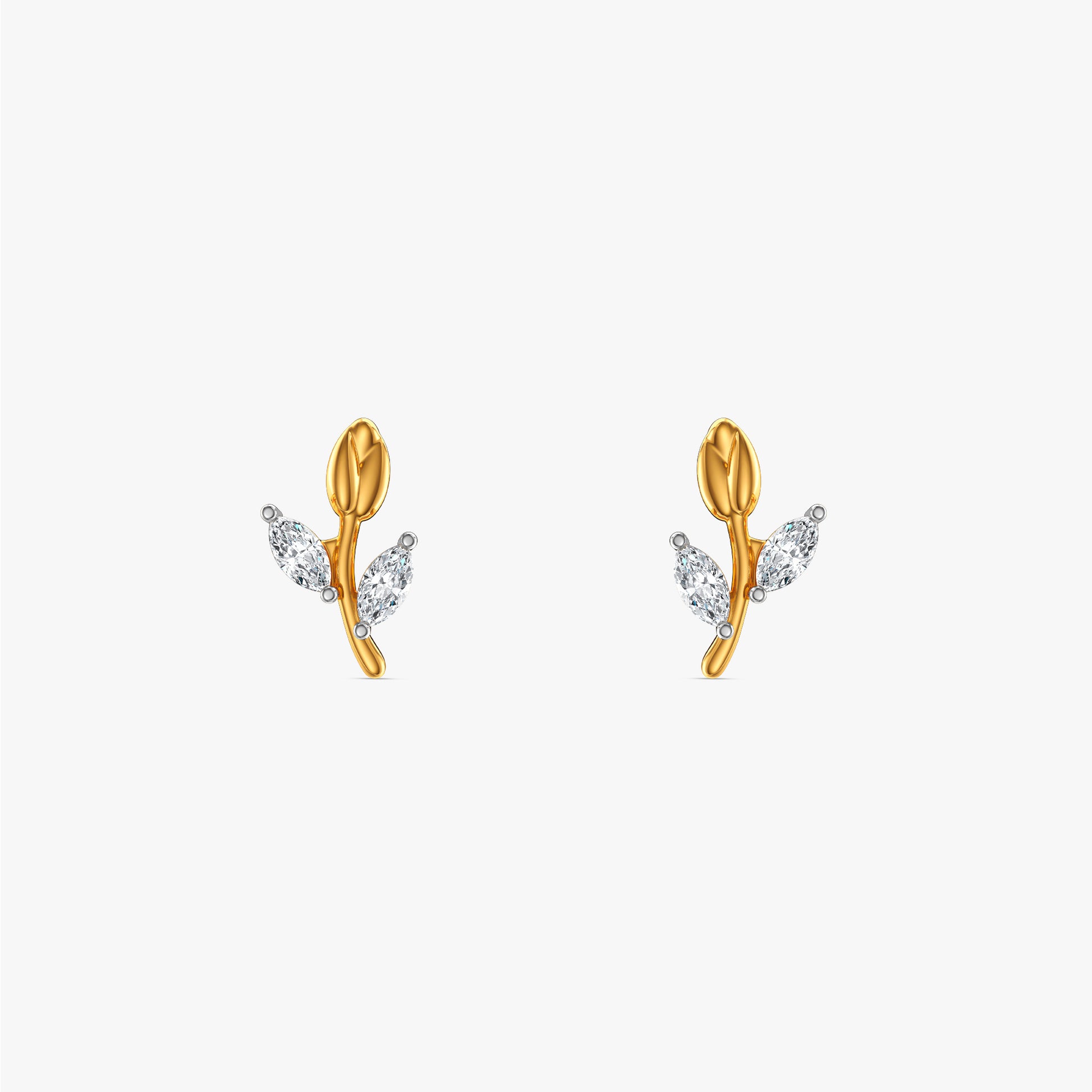 Gold Willow Sprig Lab Grown Diamond Earrings