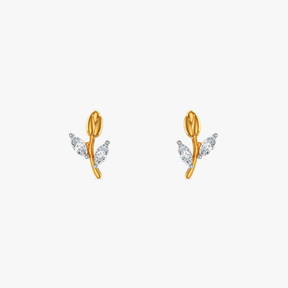 Gold Willow Sprig Lab Grown Diamond Earrings