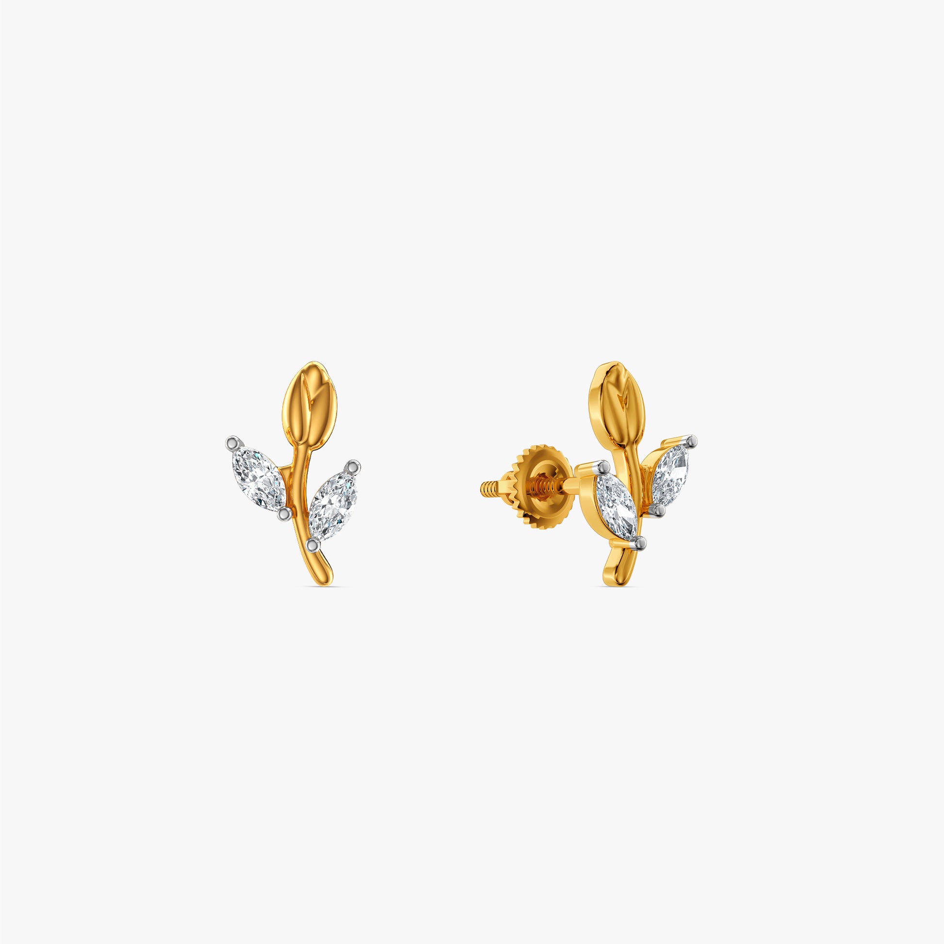 Gold Willow Sprig Lab Grown Diamond Earrings