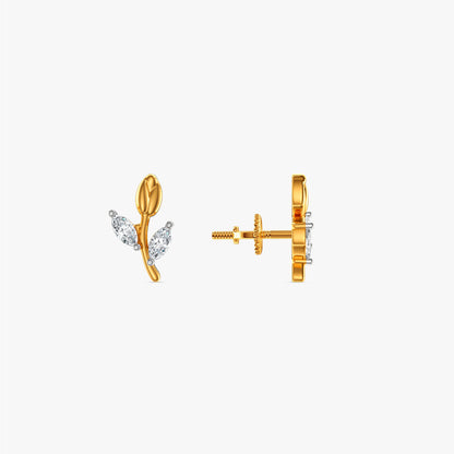 Gold Willow Sprig Lab Grown Diamond Earrings