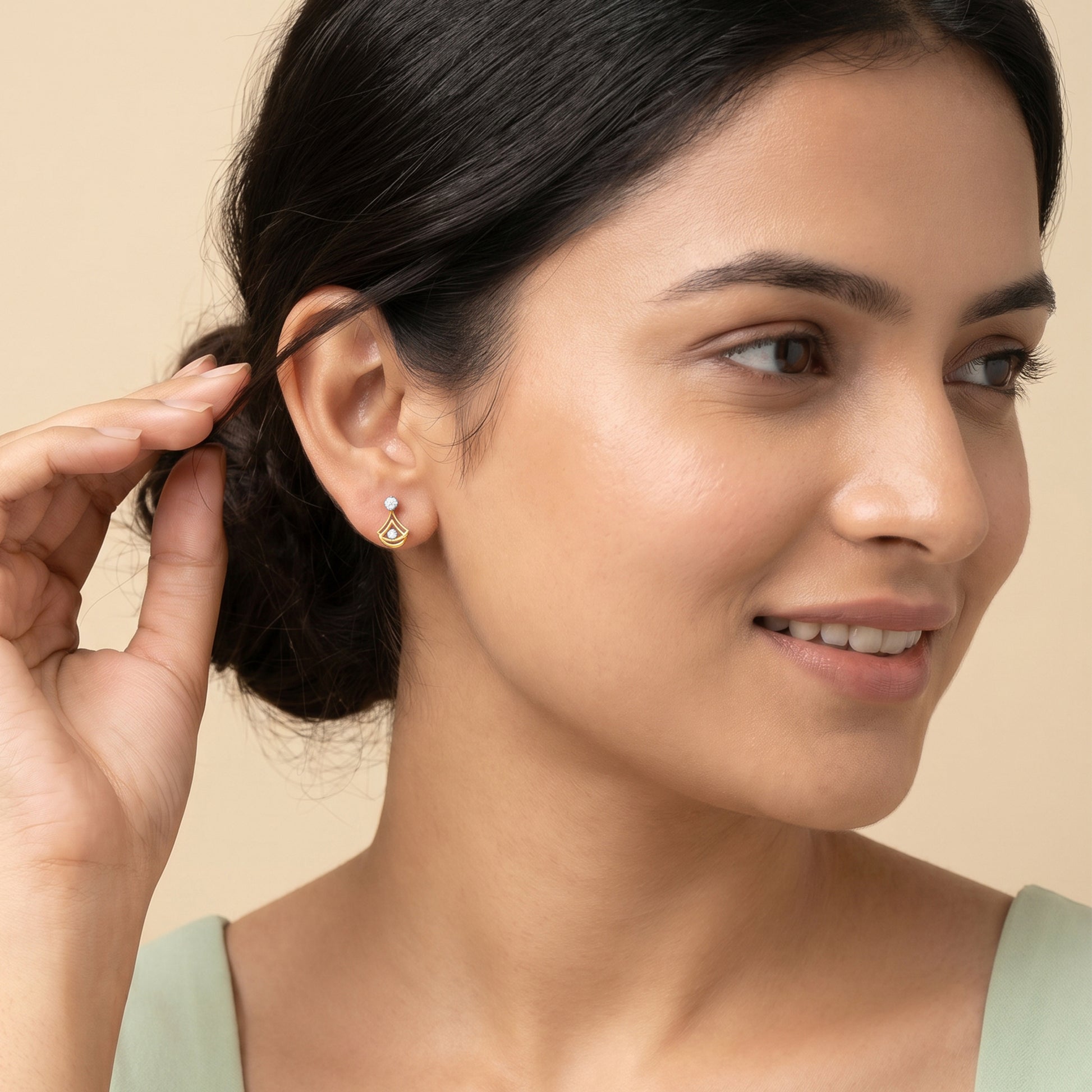 Gold Belle Arc Lab Grown Diamond Earrings
