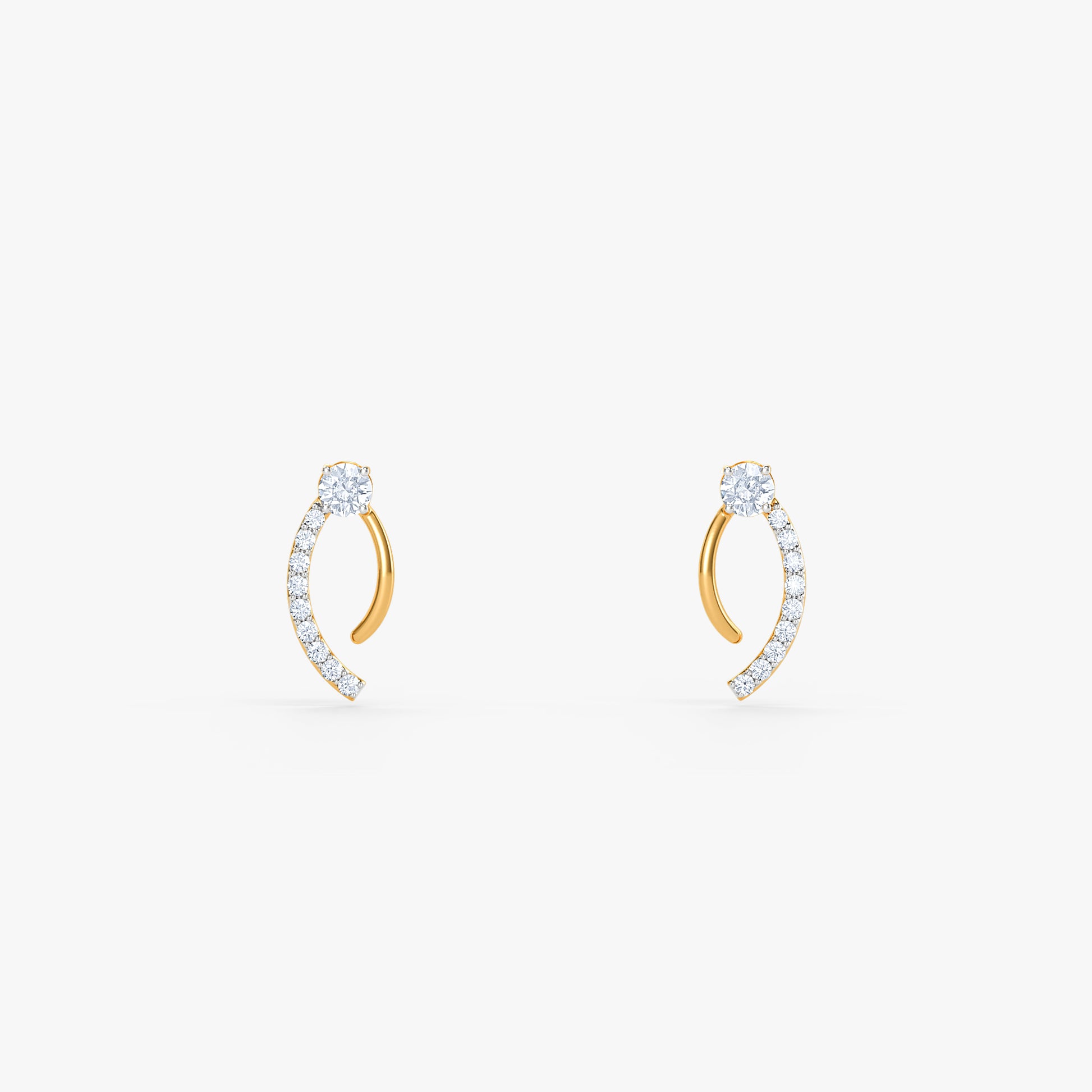 Gold Crescent Flow Lab Grown Diamond Earrings
