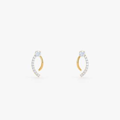 Gold Crescent Flow Lab Grown Diamond Earrings