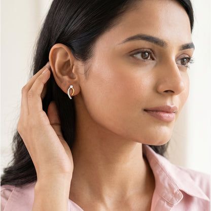 Gold Crescent Flow Lab Grown Diamond Earrings