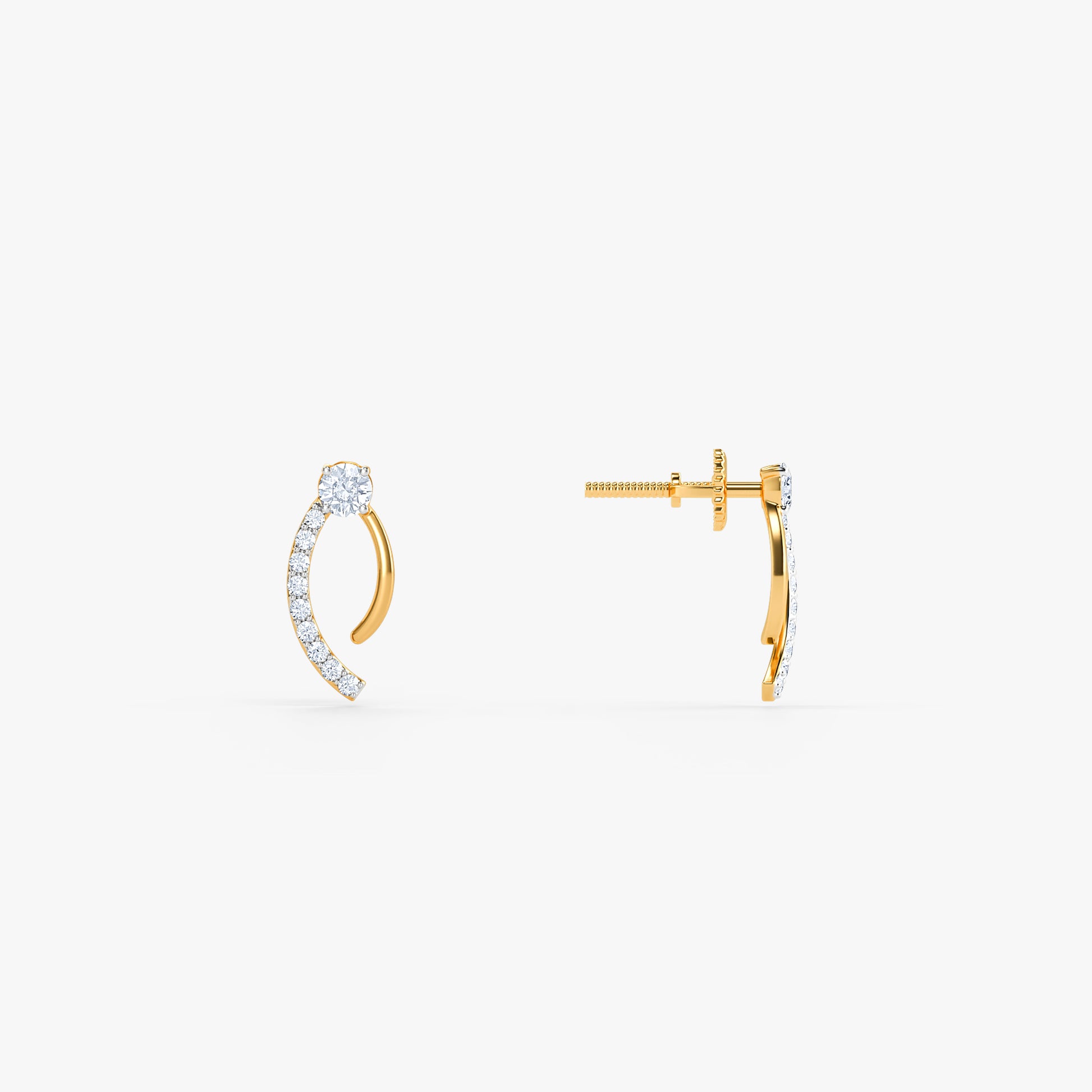 Gold Crescent Flow Lab Grown Diamond Earrings