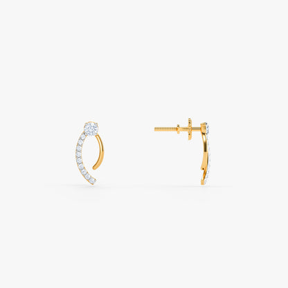 Gold Crescent Flow Lab Grown Diamond Earrings