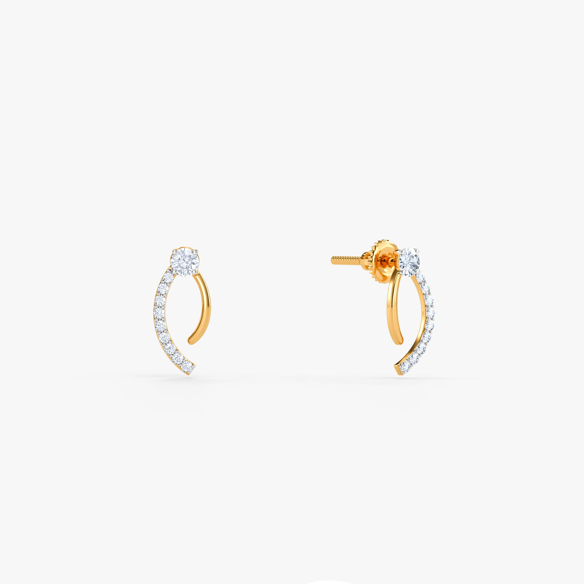 Gold Crescent Flow Lab Grown Diamond Earrings
