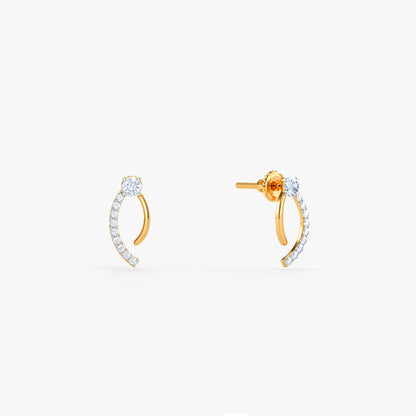 Gold Crescent Flow Lab Grown Diamond Earrings
