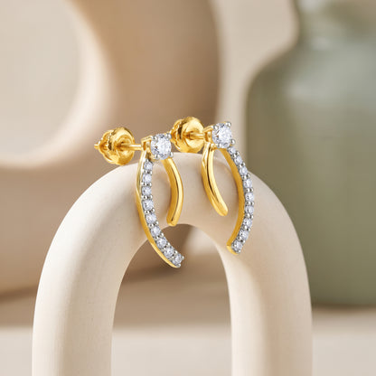 Gold Crescent Flow Lab Grown Diamond Earrings