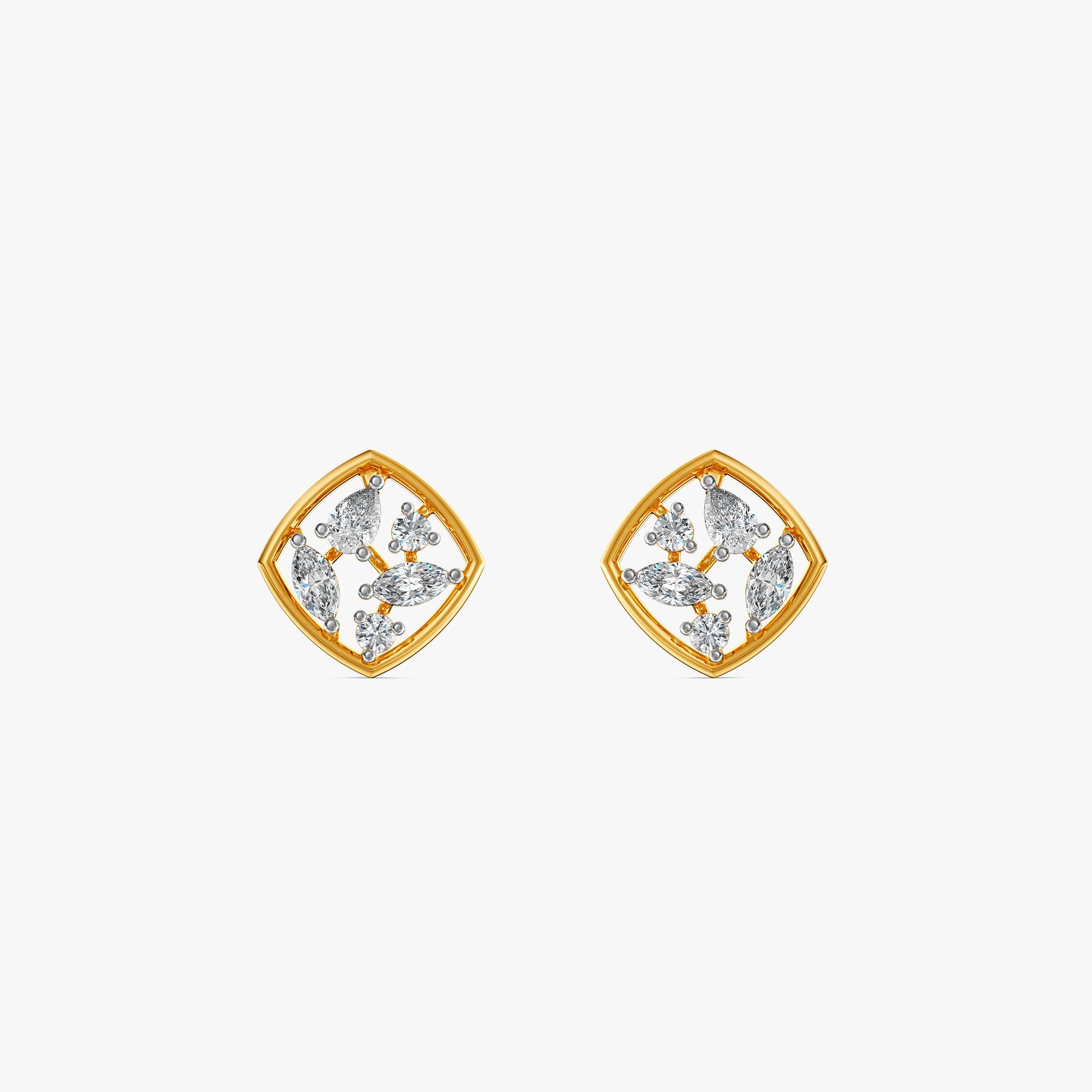 Gold Mosaic Window Lab Grown Diamond Studs