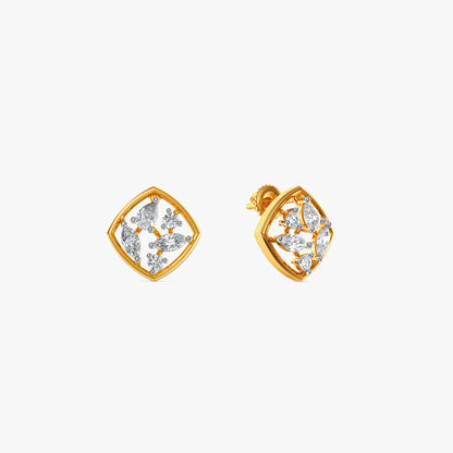 Gold Mosaic Window Lab Grown Diamond Studs