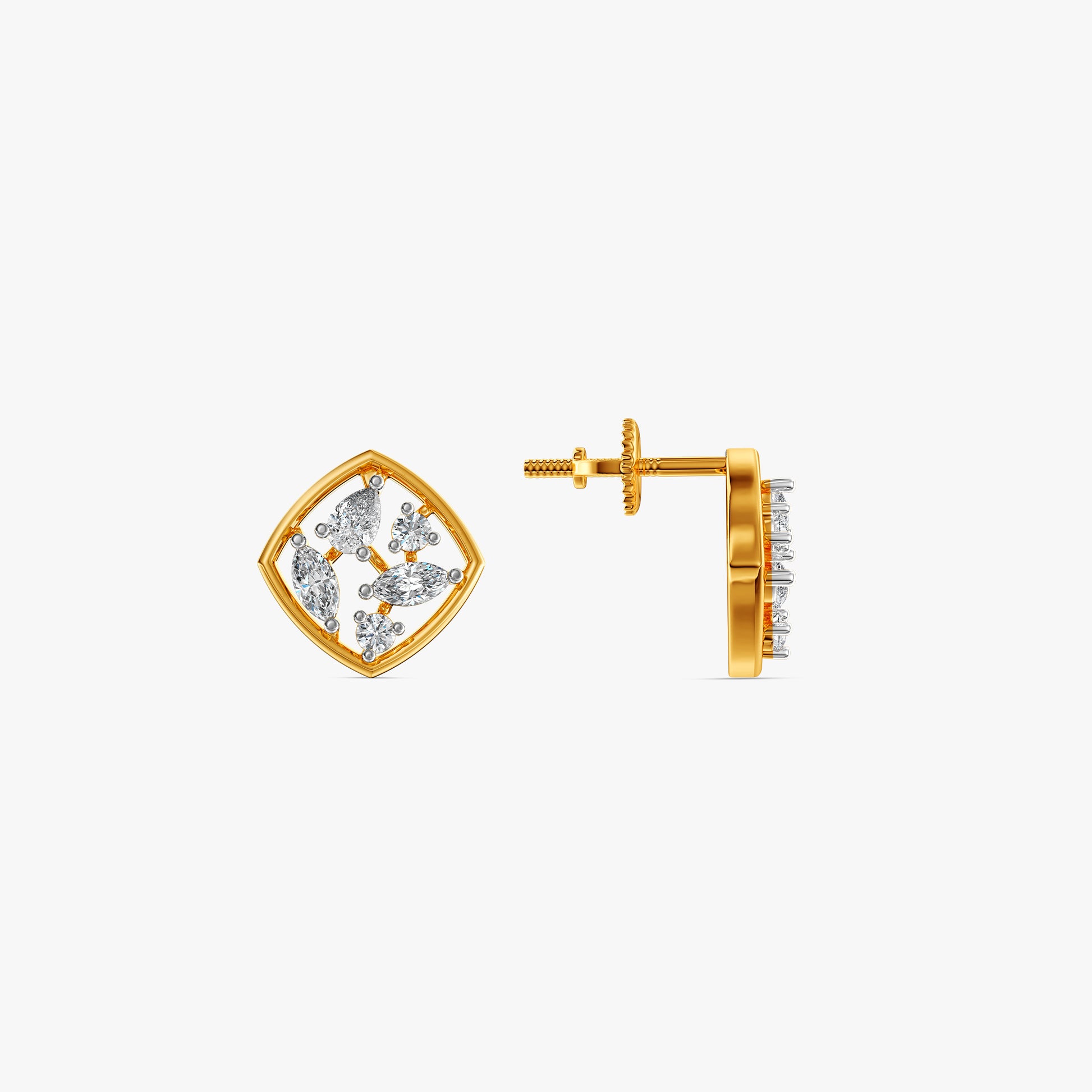 Gold Mosaic Window Lab Grown Diamond Studs