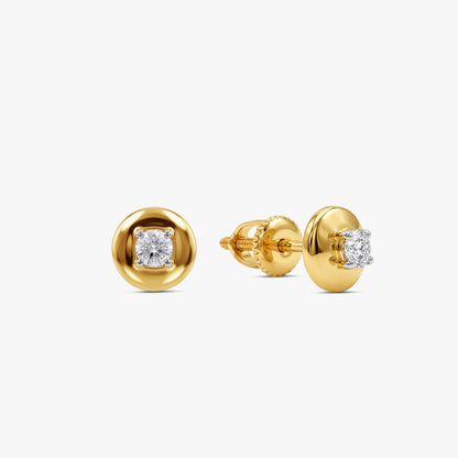 Gold Soleil Dot Lab Grown Diamond Earrings