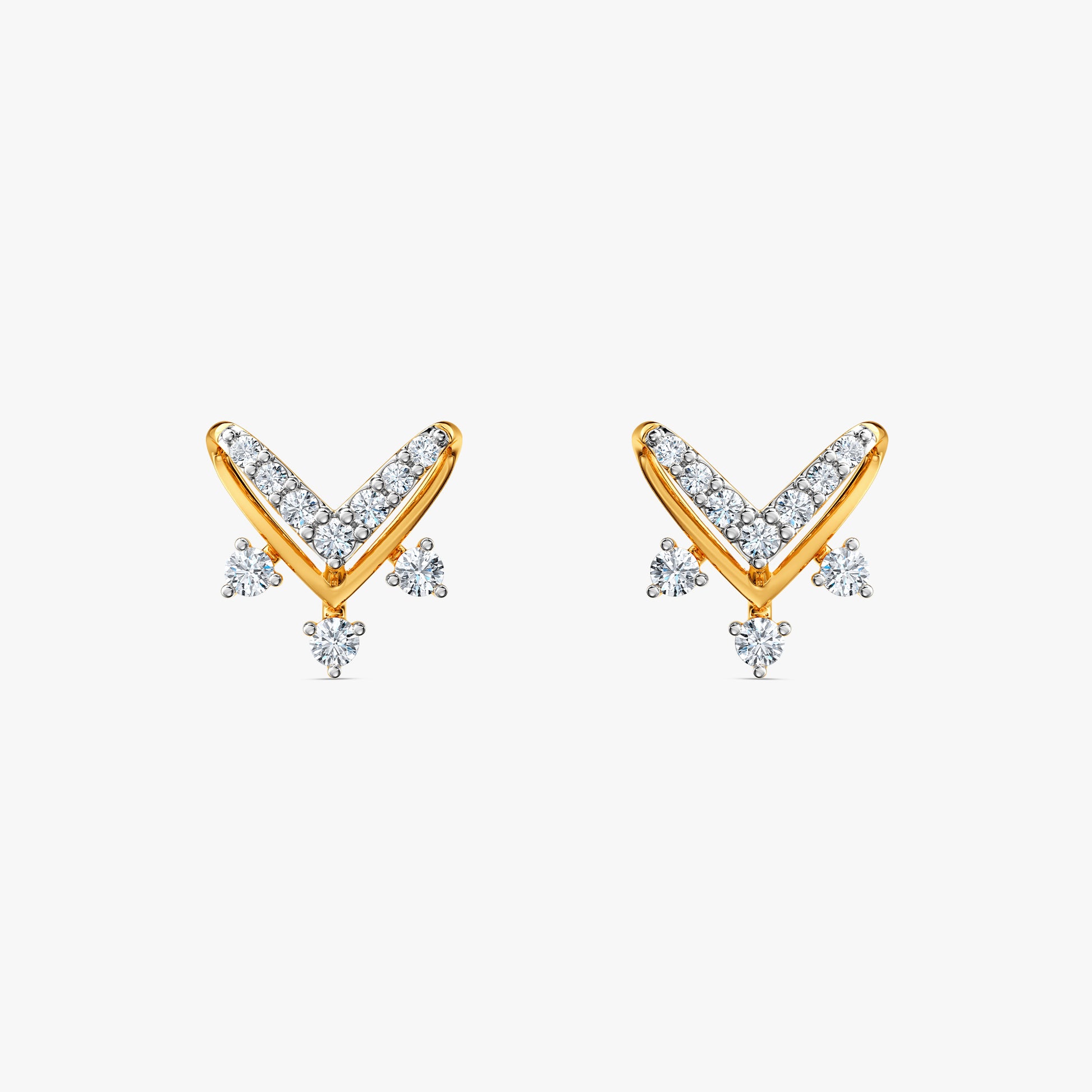 Gold Regal Chevron Lab Grown Diamond Earrings