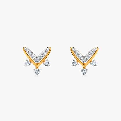Gold Regal Chevron Lab Grown Diamond Earrings