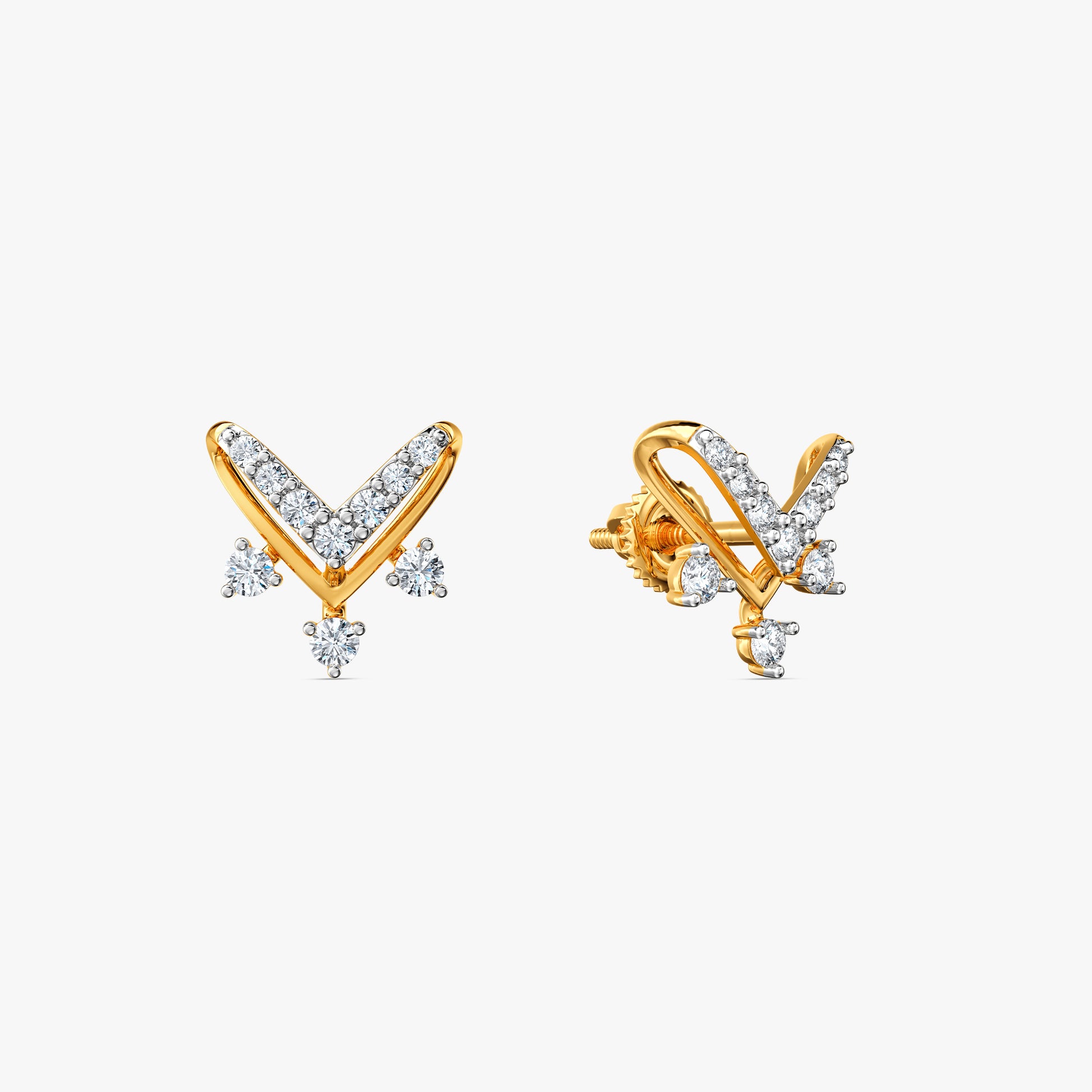 Gold Regal Chevron Lab Grown Diamond Earrings