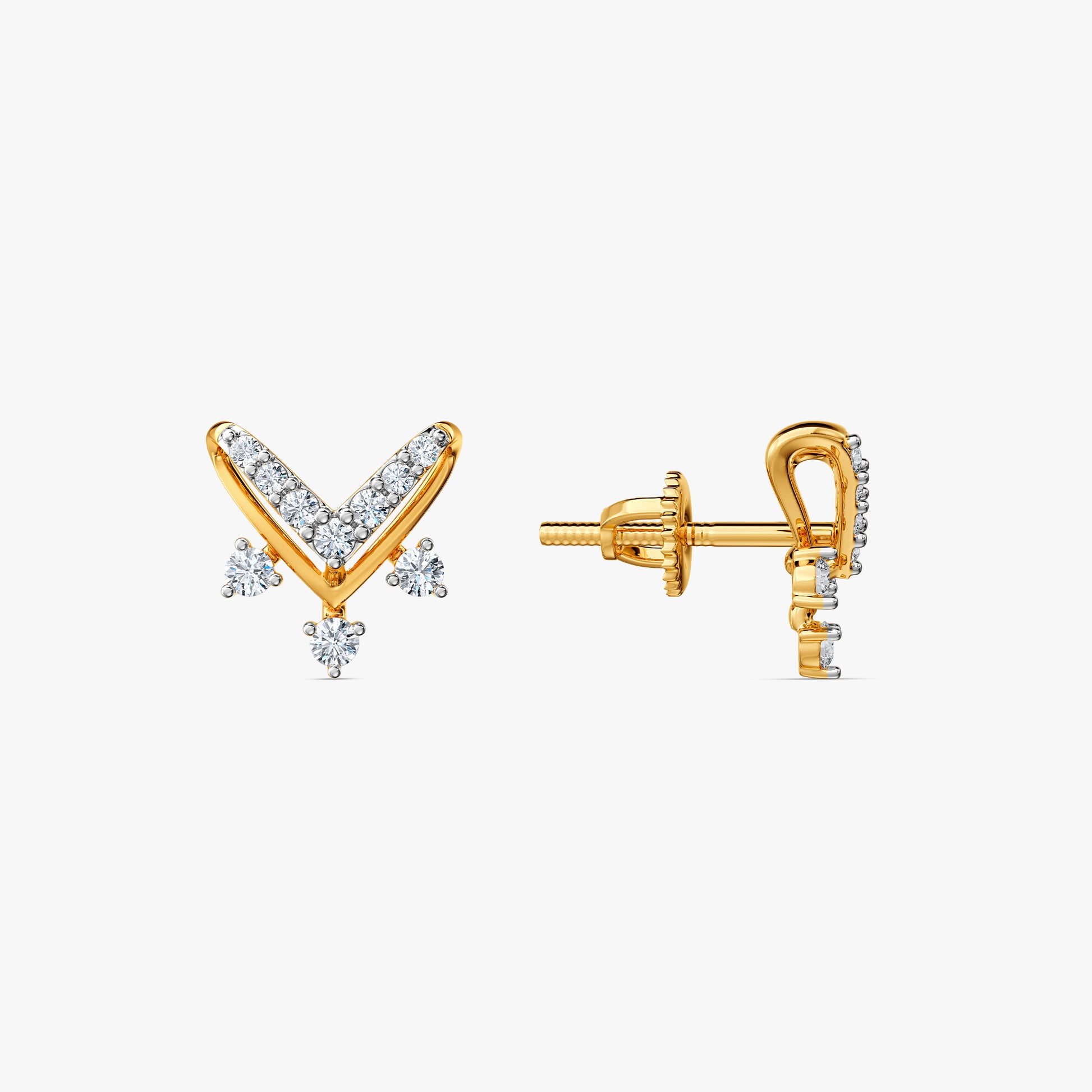 Gold Regal Chevron Lab Grown Diamond Earrings