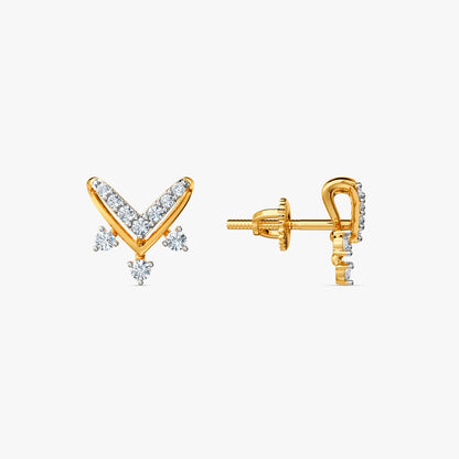 Gold Regal Chevron Lab Grown Diamond Earrings