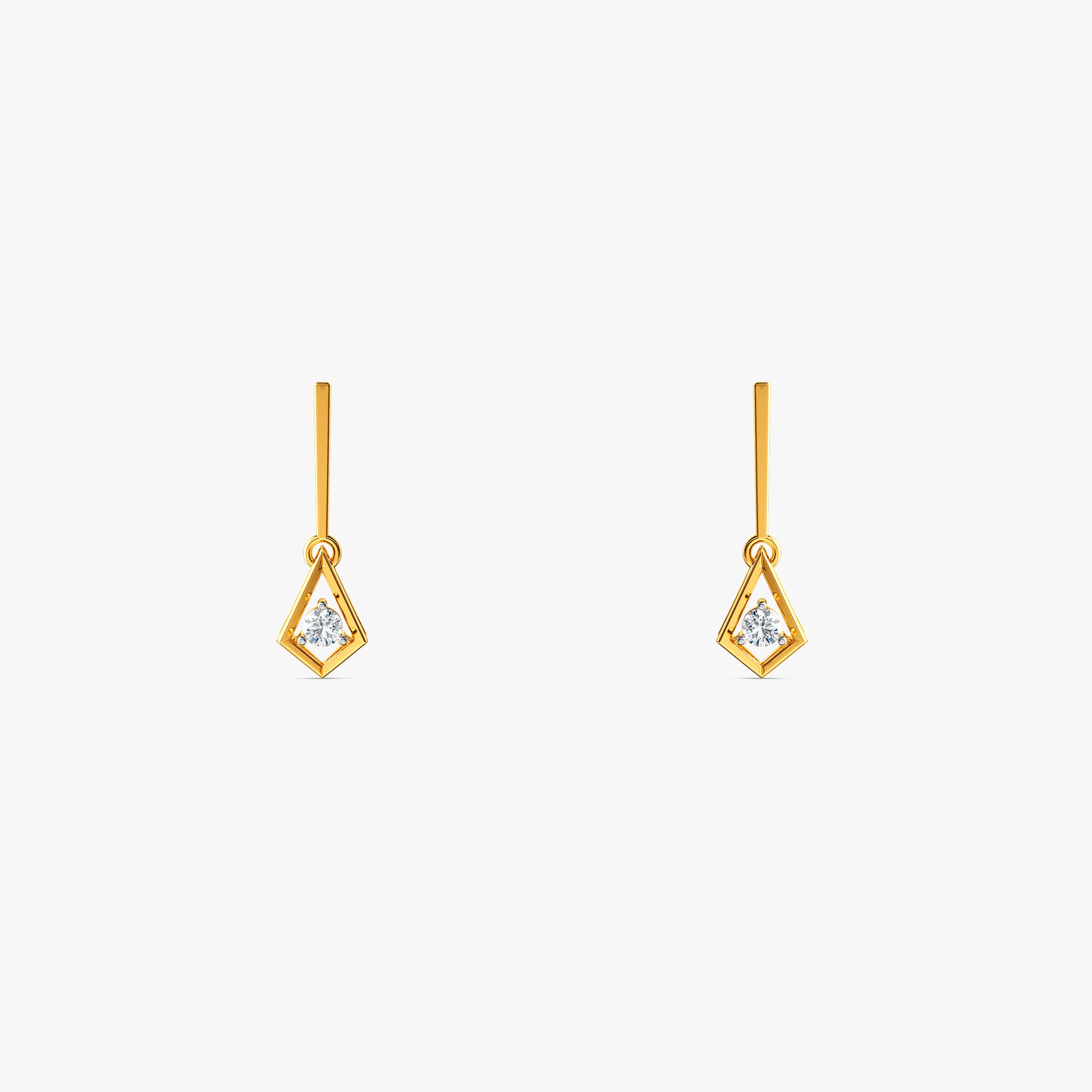 Gold Facette Drop Lab Grown Diamond Earrings