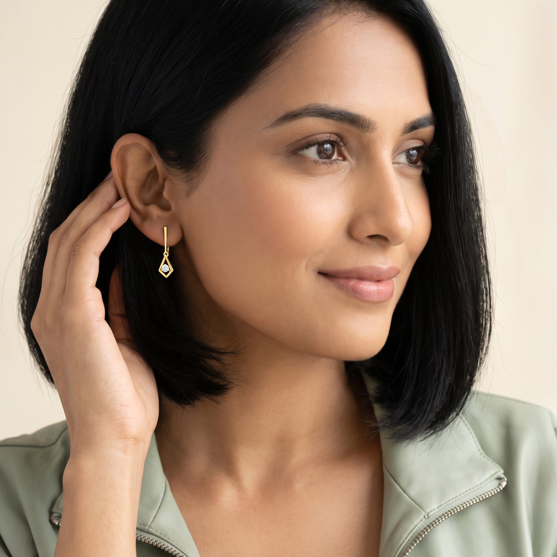 Gold Facette Drop Lab Grown Diamond Earrings