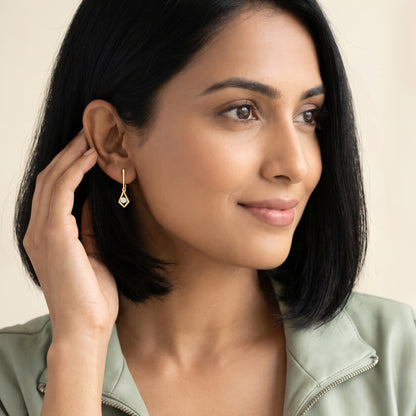 Gold Facette Drop Lab Grown Diamond Earrings