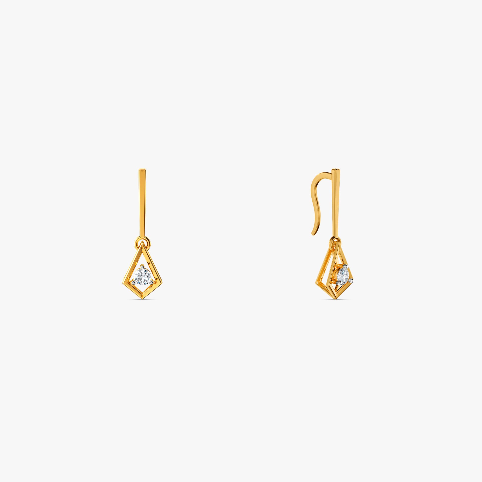 Gold Facette Drop Lab Grown Diamond Earrings