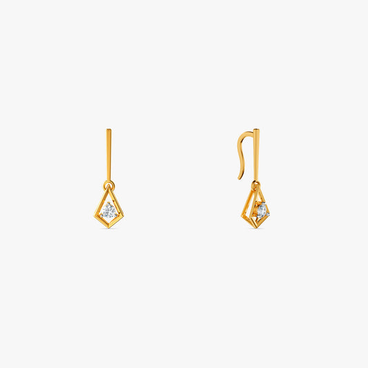 Gold Facette Drop Lab Grown Diamond Earrings