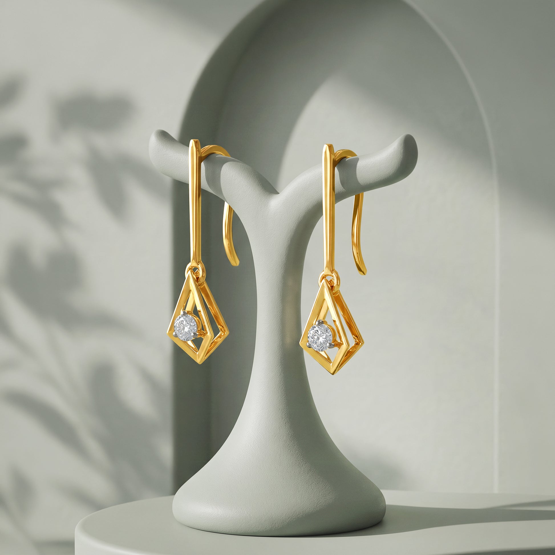 Gold Facette Drop Lab Grown Diamond Earrings