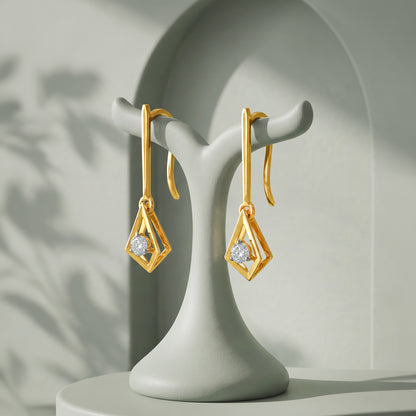 Gold Facette Drop Lab Grown Diamond Earrings
