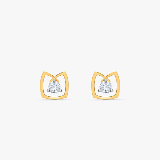 Gold Lucent Frame Lab Grown Diamond Earrings
