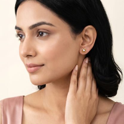 Gold Lucent Frame Lab Grown Diamond Earrings