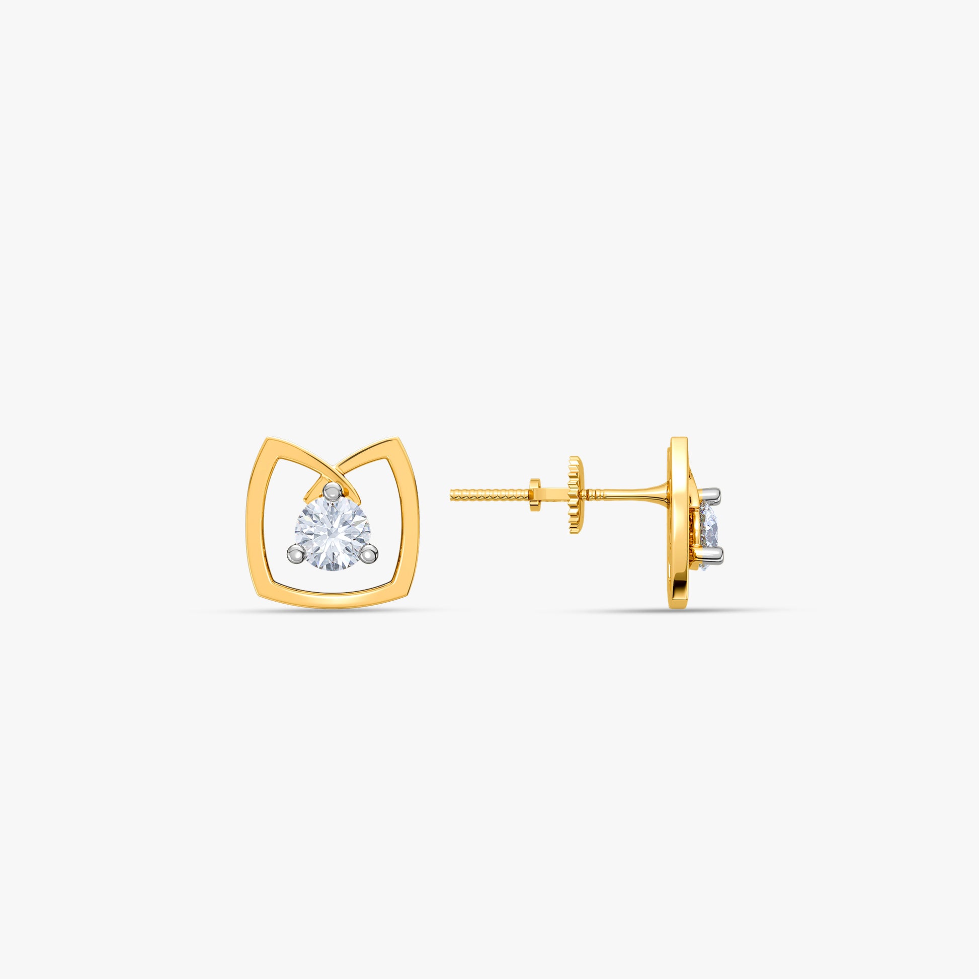 Gold Lucent Frame Lab Grown Diamond Earrings