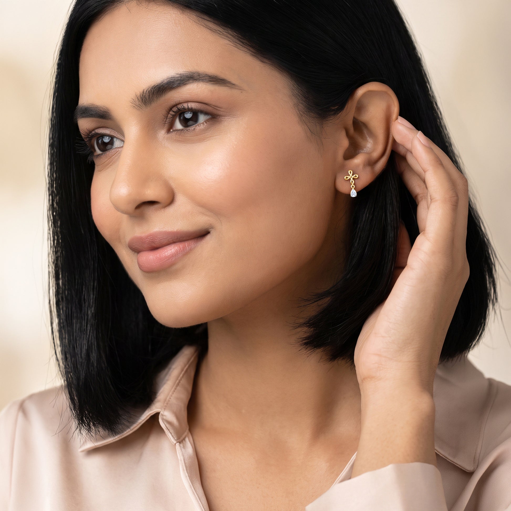 Gold Knot of Light Lab Grown Diamond Earrings