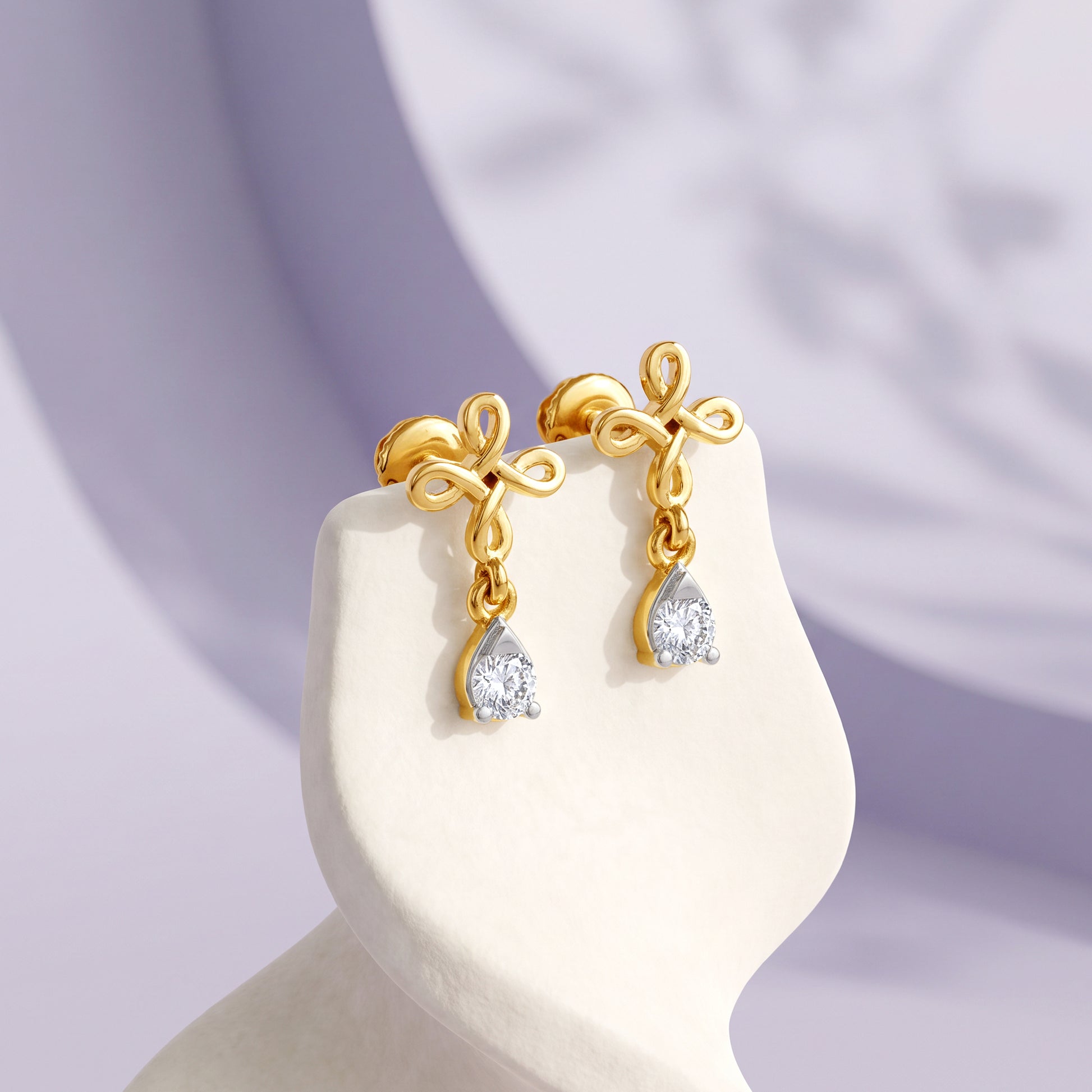 Gold Knot of Light Lab Grown Diamond Earrings
