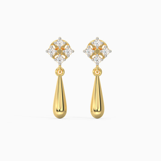 Gold Radiant Drop Diamond Earrings