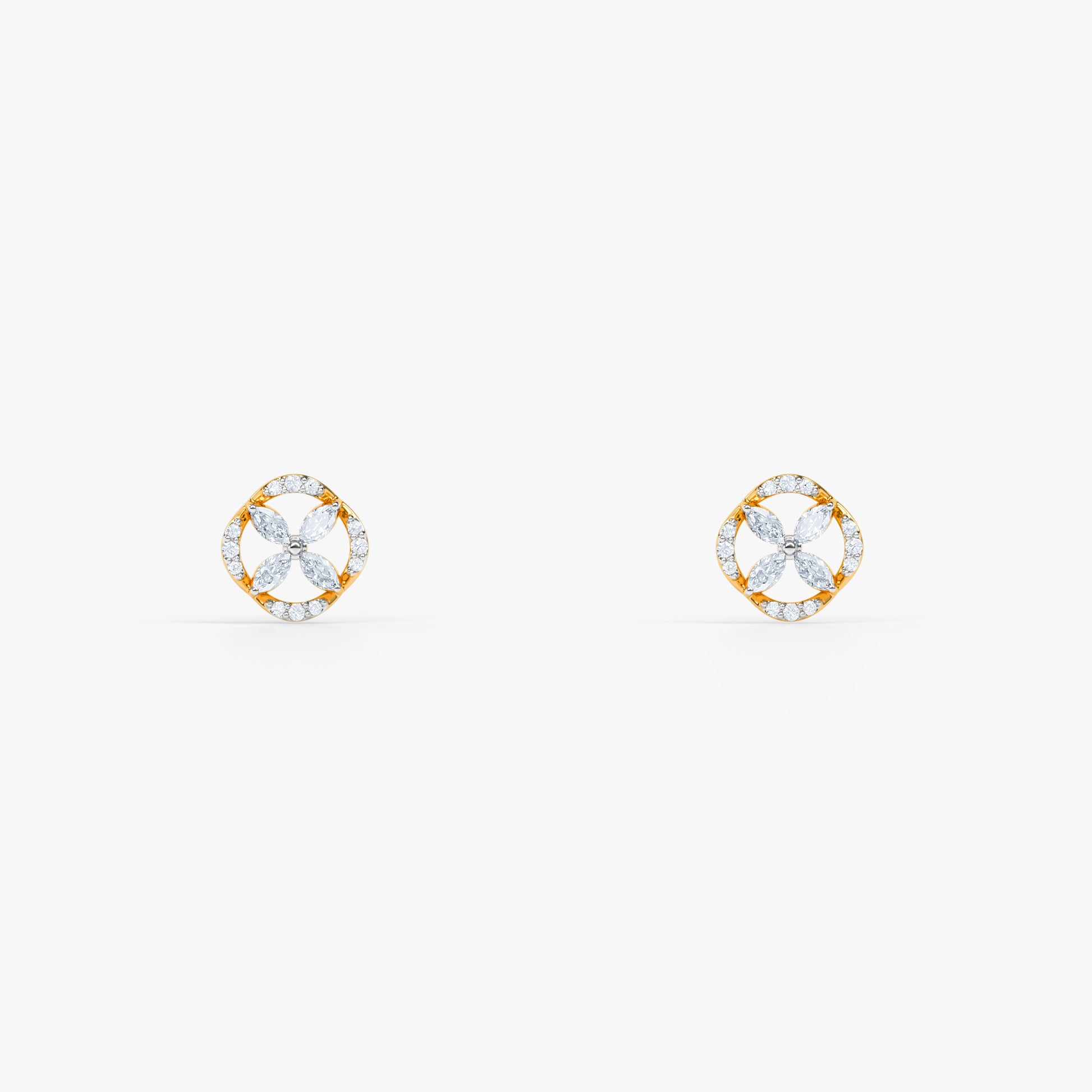 Gold Twin Aureole Lab Grown Diamond Studs