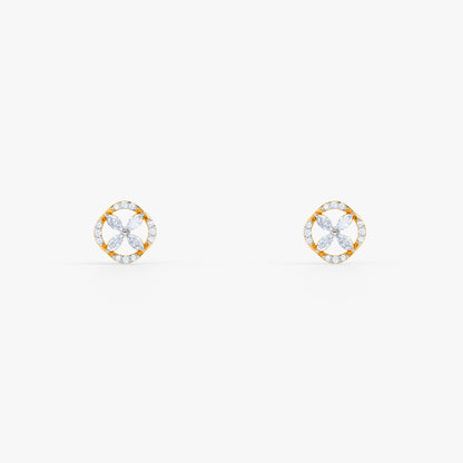 Gold Twin Aureole Lab Grown Diamond Studs