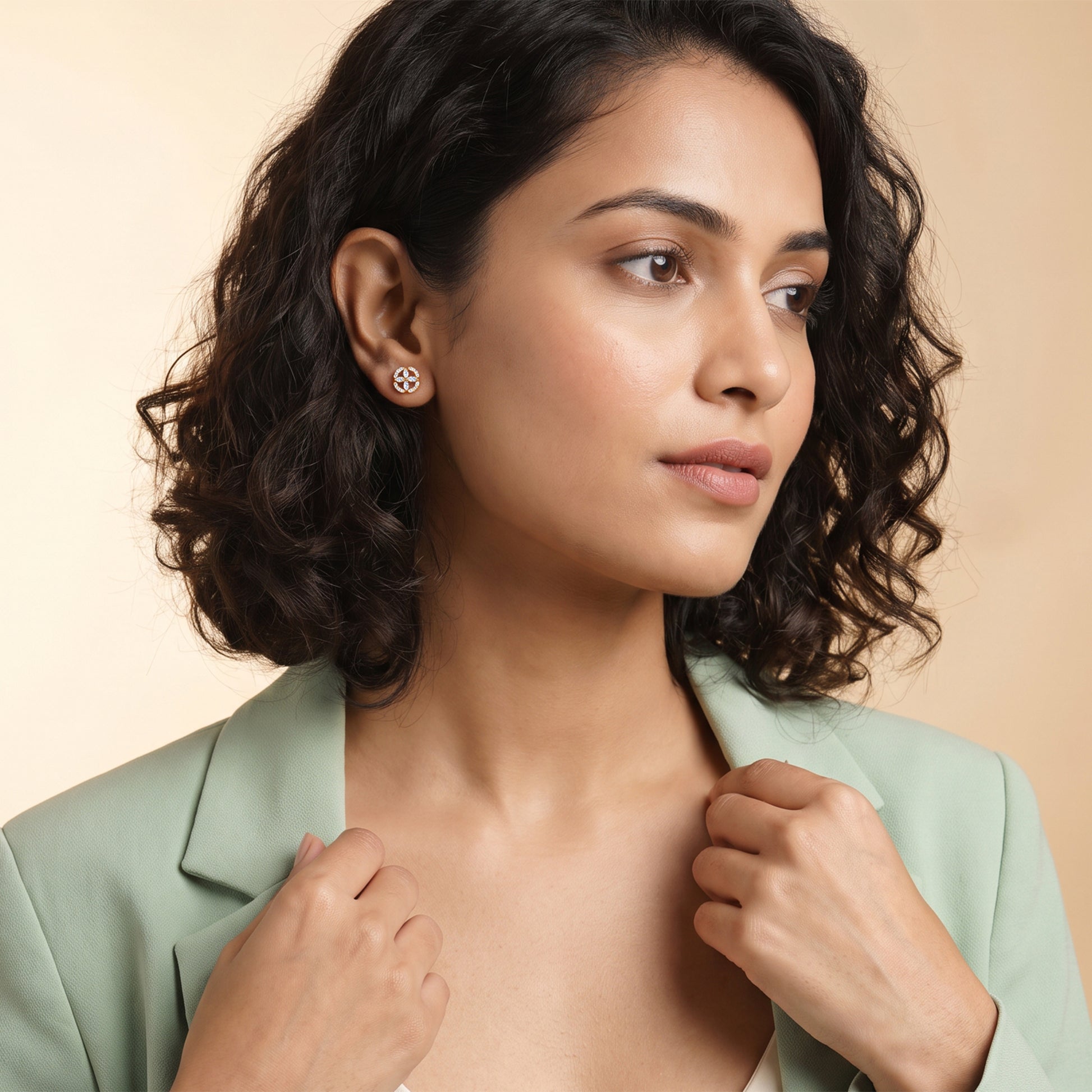 Gold Twin Aureole Lab Grown Diamond Studs